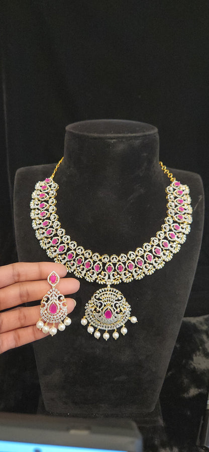 Majestic Emerald Peacock CZ Necklace Set