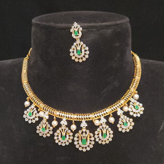 CZ Floral Motif Gold Finish Kante Set