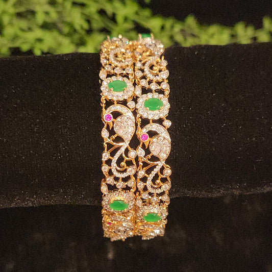 Luxury Diamond Finish Peacock Statement Bangles