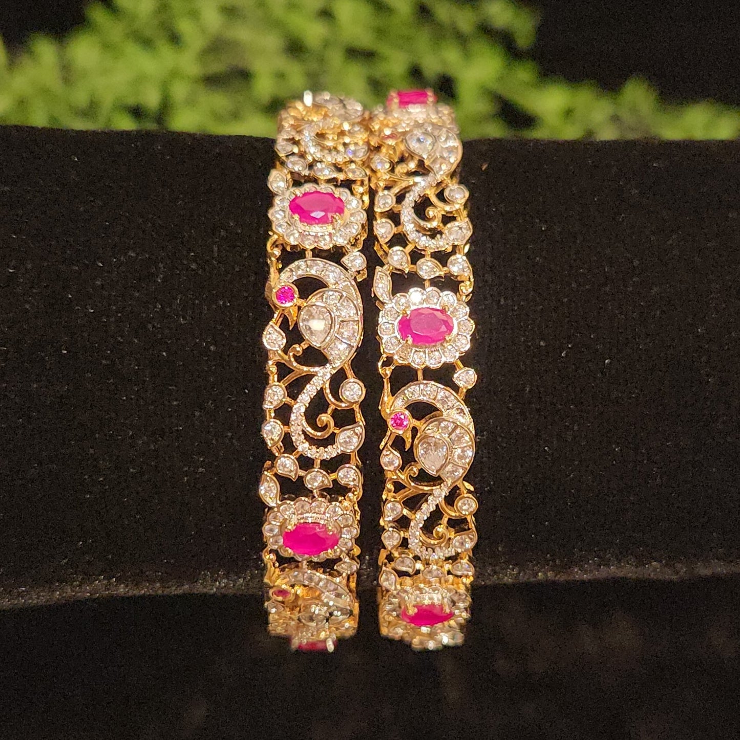 Luxury Diamond Finish Peacock Statement Bangles