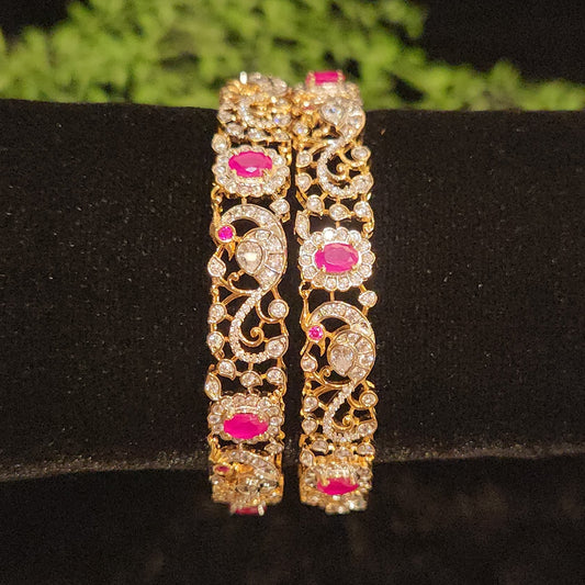 Luxury Diamond Finish Peacock Statement Bangles
