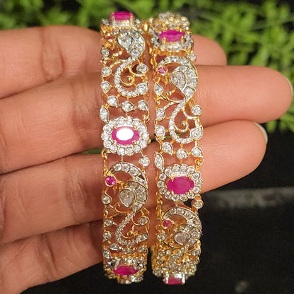 Luxury Diamond Finish Peacock Statement Bangles