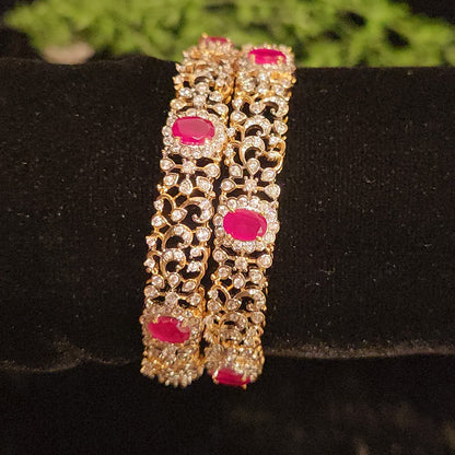 Exquisite Diamond Finish Floral Bangles