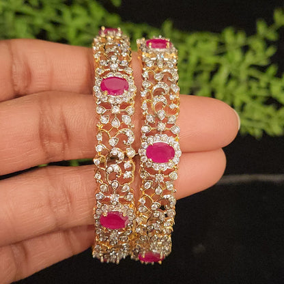 Exquisite Diamond Finish Floral Bangles