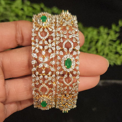 Elegant Diamond Finish Floral Bangles