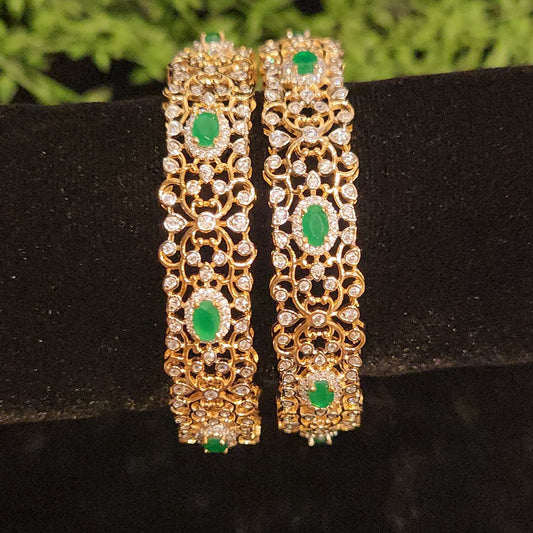 Elegant Diamond Finish Floral Bangles