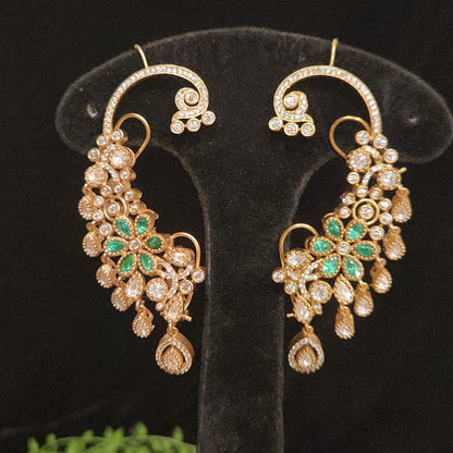 Artistic Floral Tear Drop Ear Cuffs -Mehendi Victorian finish