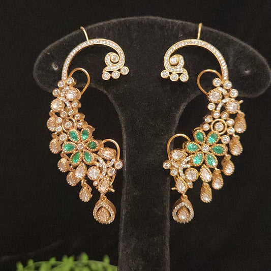 Artistic Floral Tear Drop Ear Cuffs -Mehendi Victorian finish