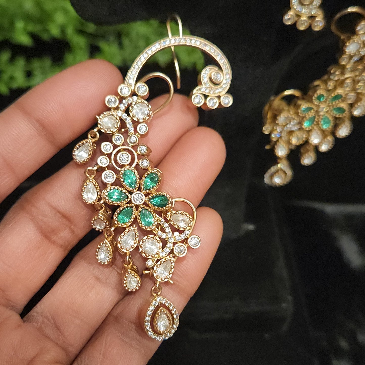 Artistic Floral Tear Drop Ear Cuffs -Mehendi Victorian finish