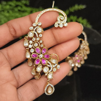 Artistic Floral Tear Drop Ear Cuffs -Mehendi Victorian finish