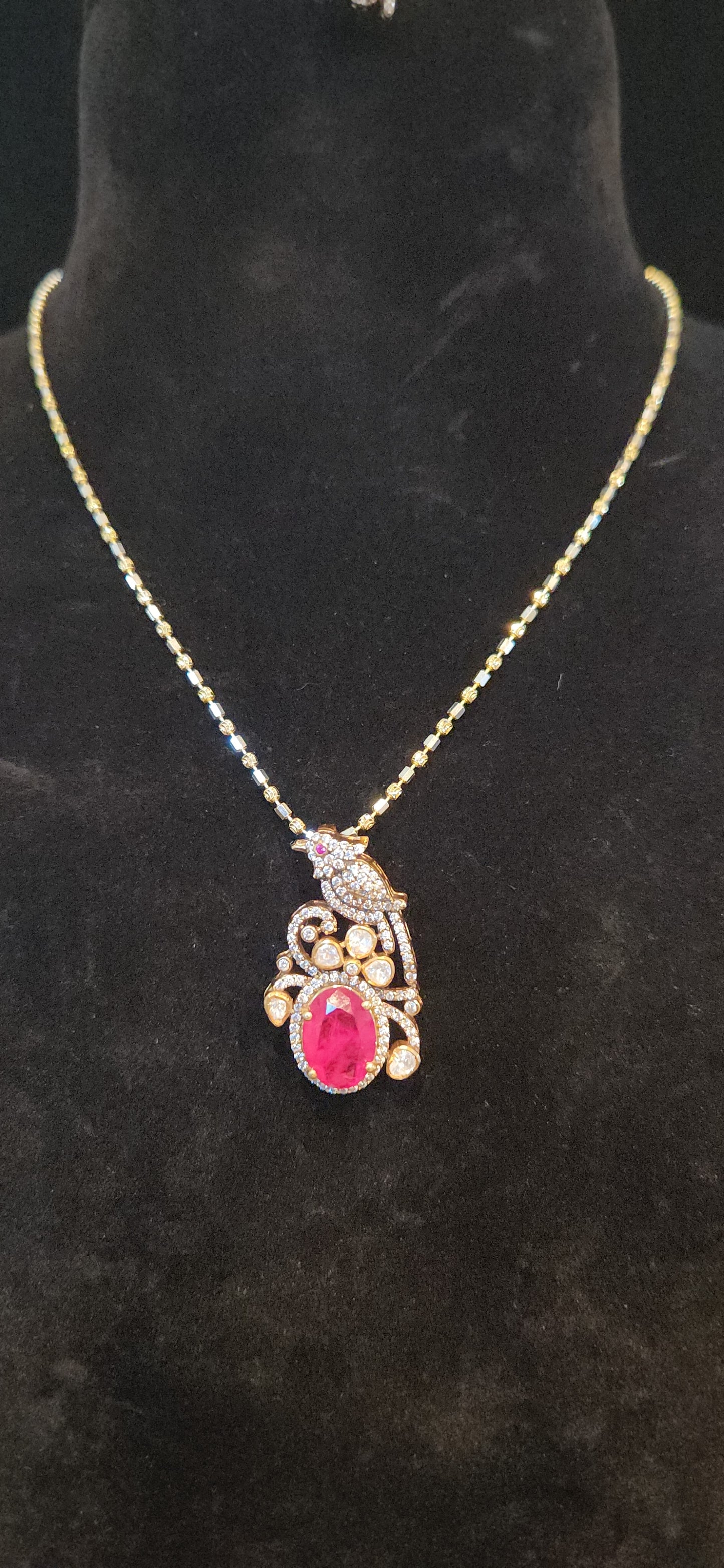 92.5 Silver Russian Emerald Parrot Pendant set