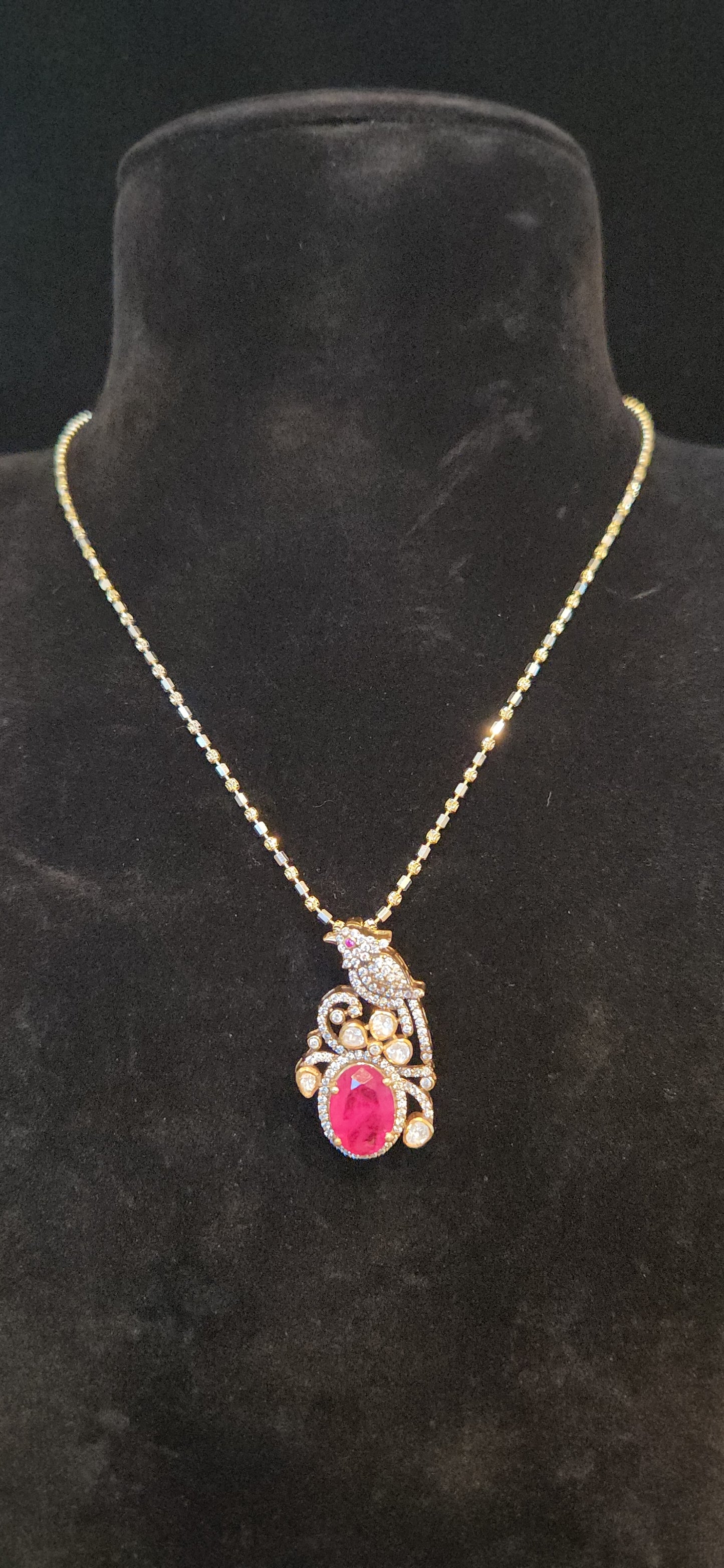 92.5 Silver Russian Emerald Parrot Pendant set