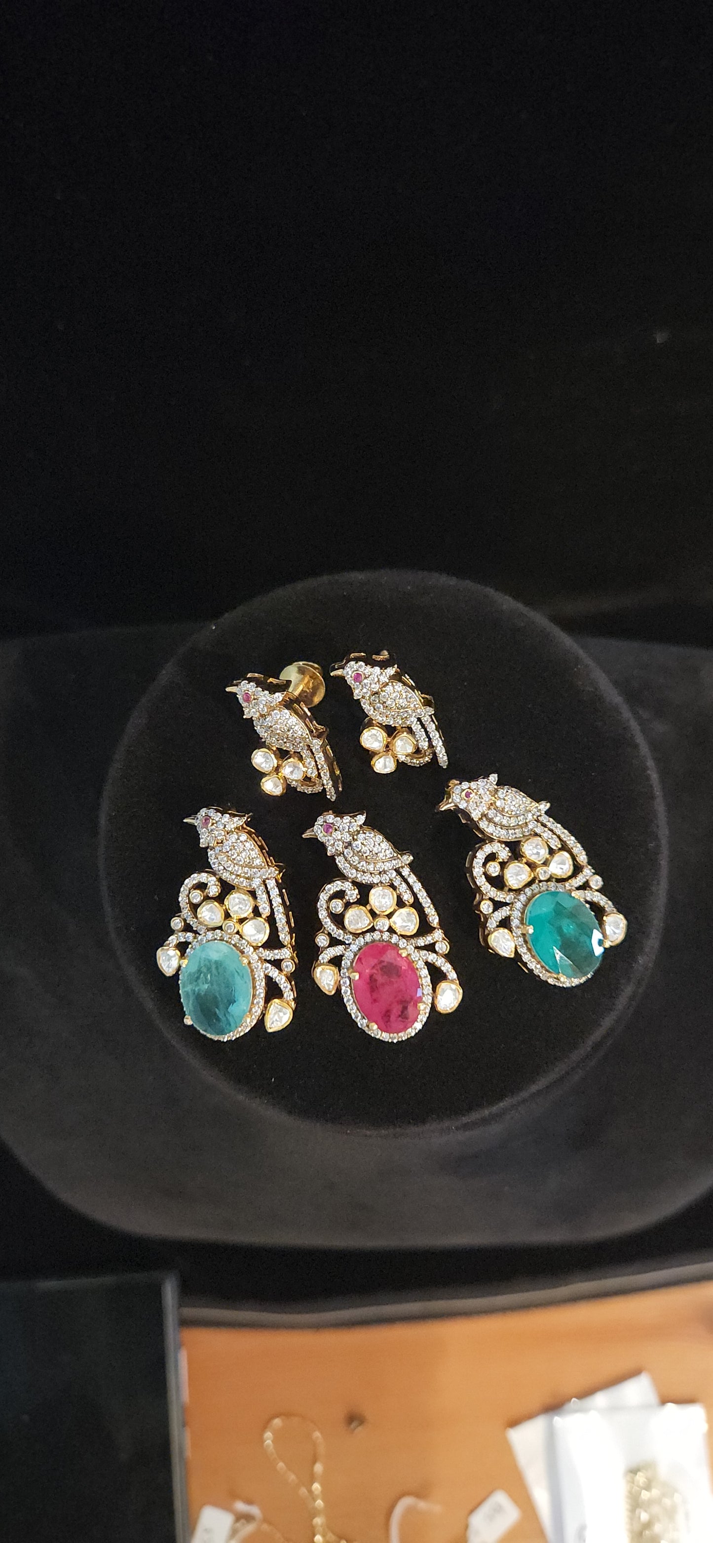 92.5 Silver Russian Emerald Parrot Pendant set