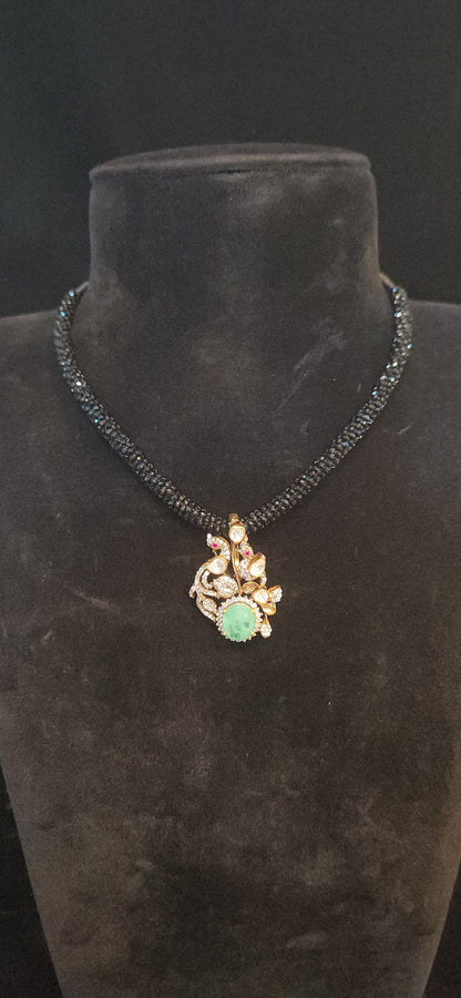 92.5 Silver Russian Emerald Peacock Pendant