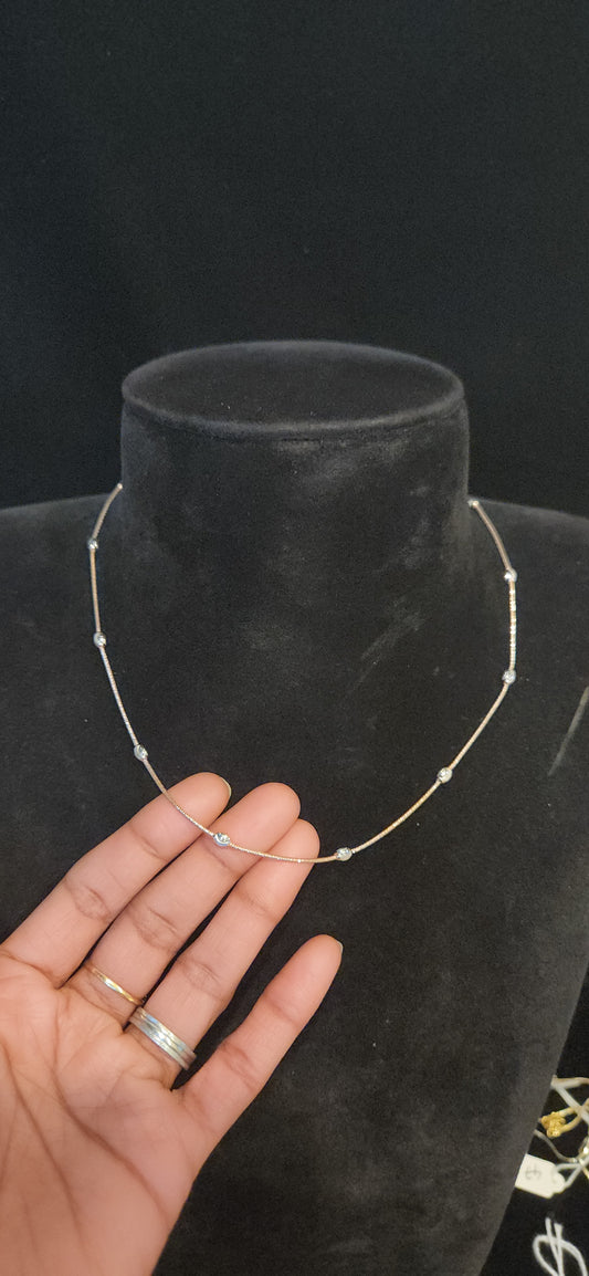 92.5 Silver Moissanite Motif Chain