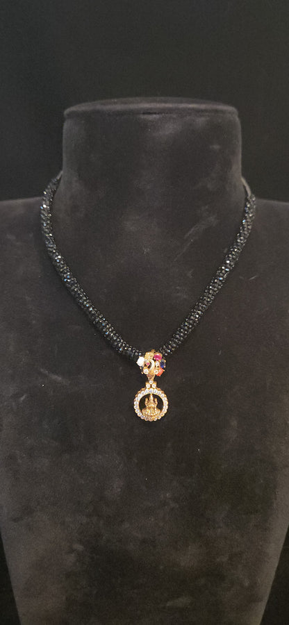 92.5 Silver Lakshmi Devi Peacock Pendant Set