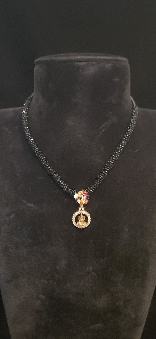 92.5 Silver Lakshmi Devi Peacock Pendant Set