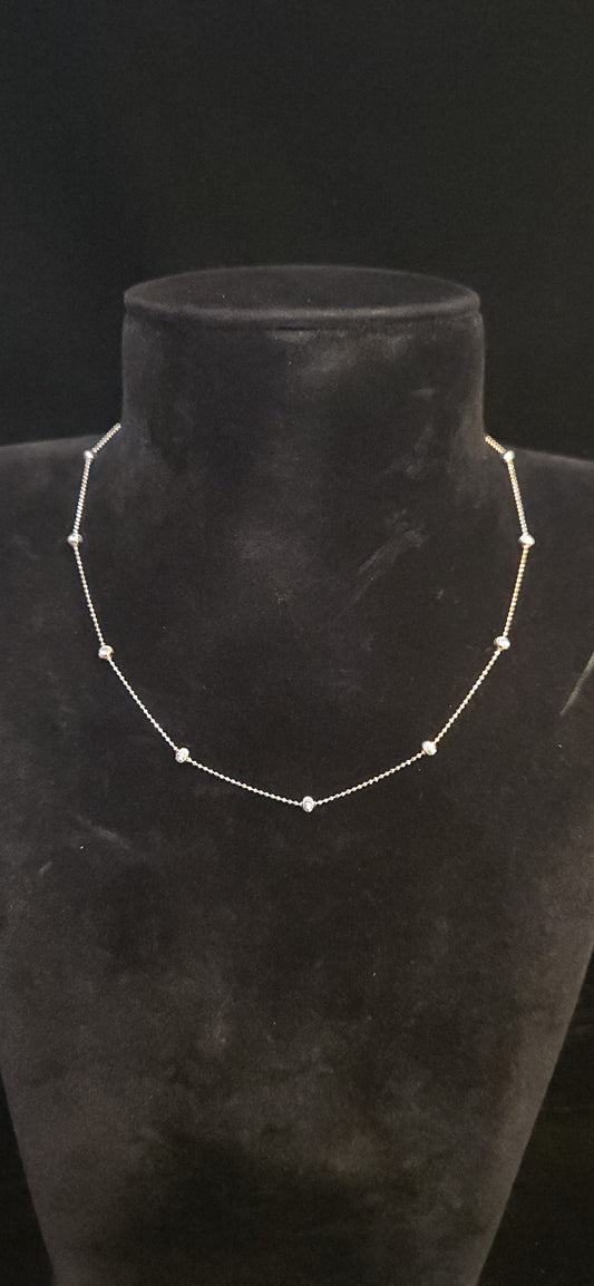 92.5 Silver Moissanite Floral Motif Chain