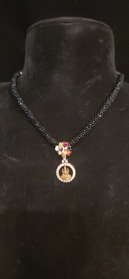 92.5 Silver Lakshmi Devi Peacock Pendant Set