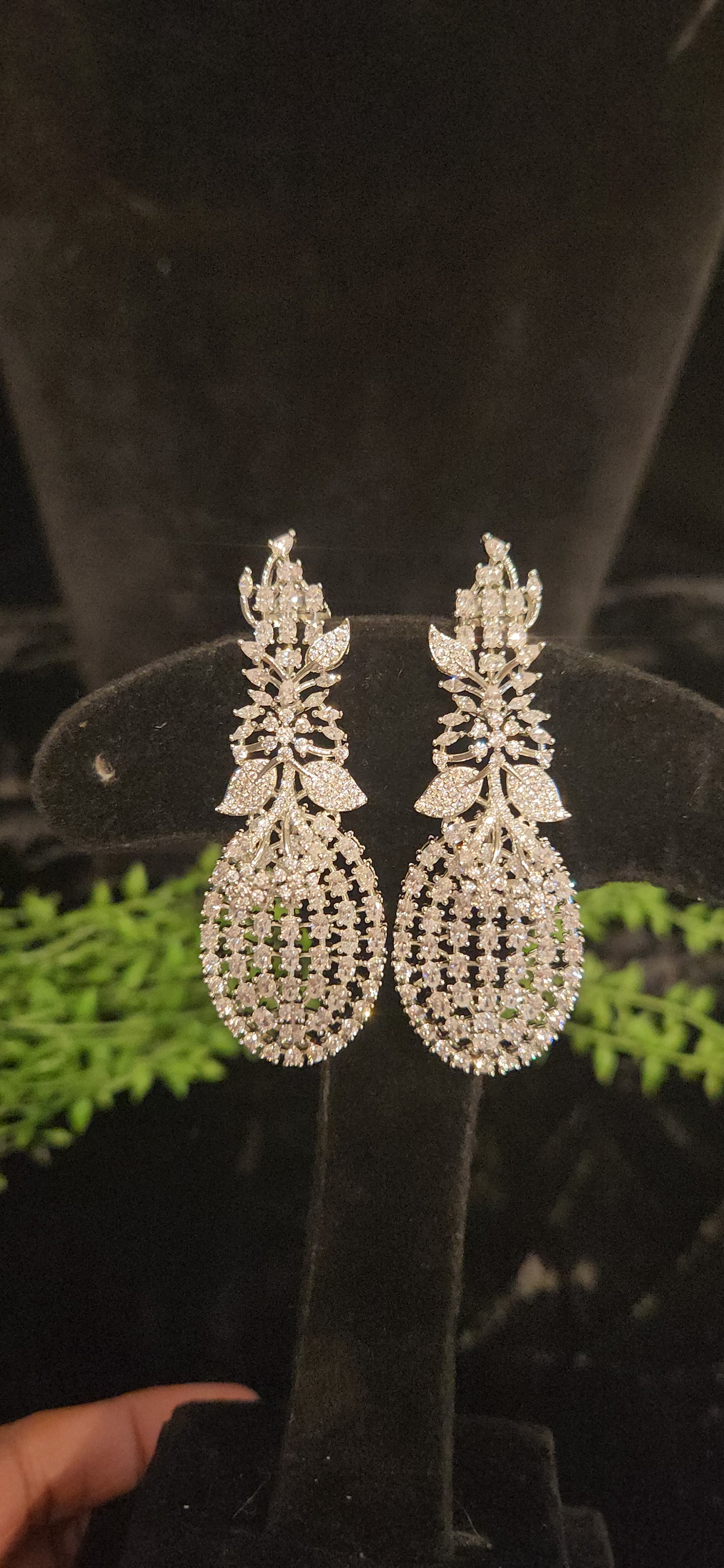Playful Pineapple Design CZ Statement Earrings