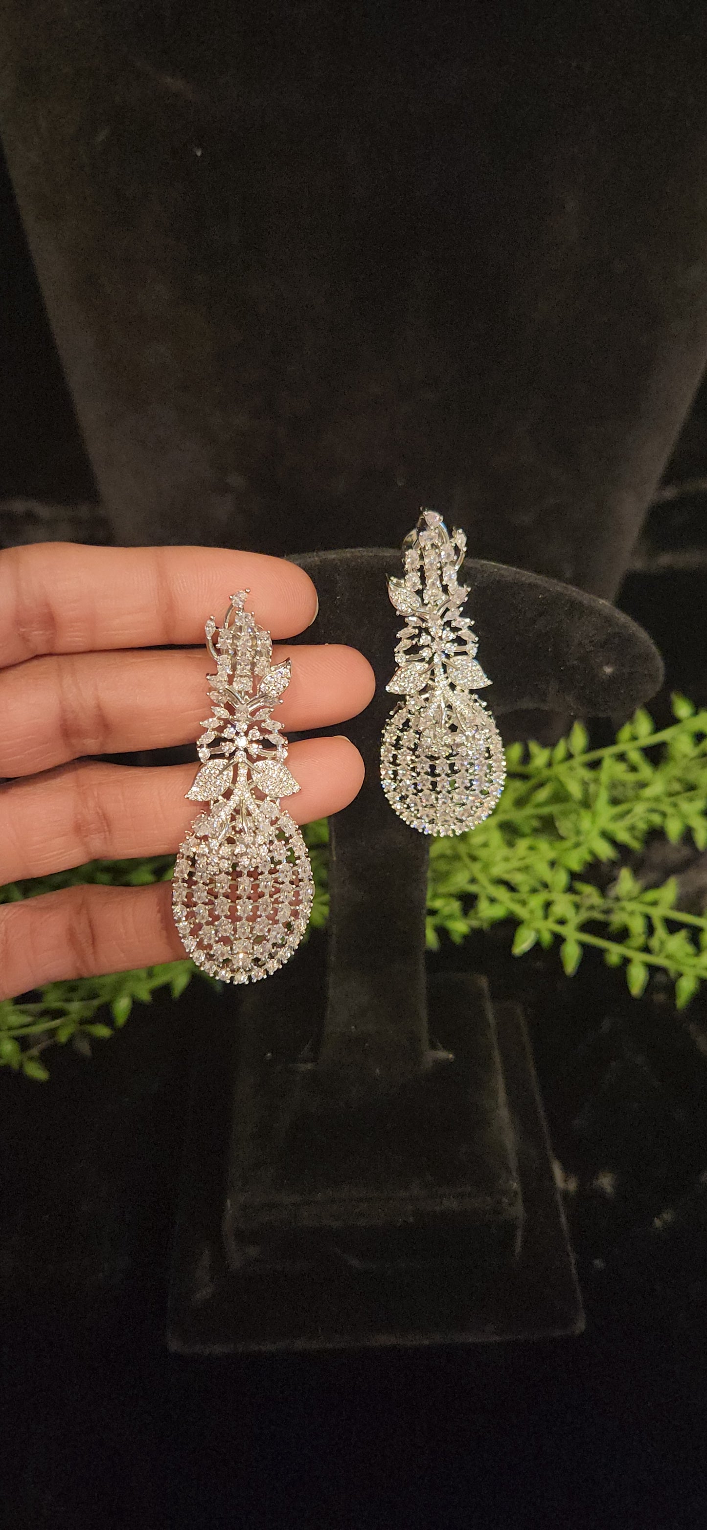 Playful Pineapple Design CZ Statement Earrings