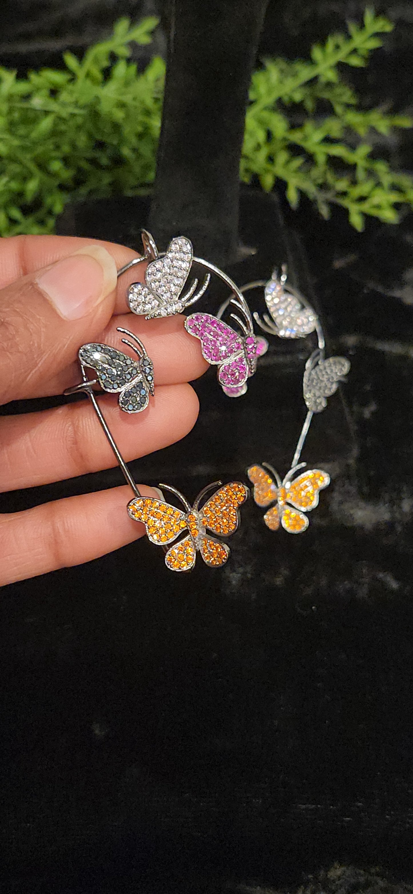 Vibrant Butterfly Motif Designer Ear Cuffs