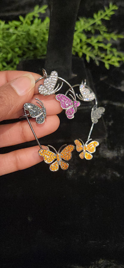 Vibrant Butterfly Motif Designer Ear Cuffs