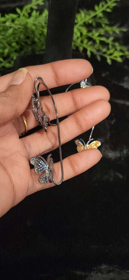 Vibrant Butterfly Motif Designer Ear Cuffs