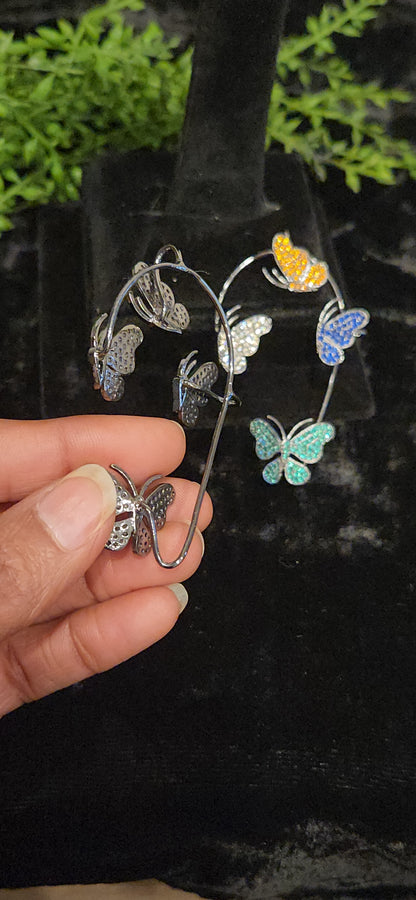 Vibrant Butterfly Motif Designer Ear Cuffs