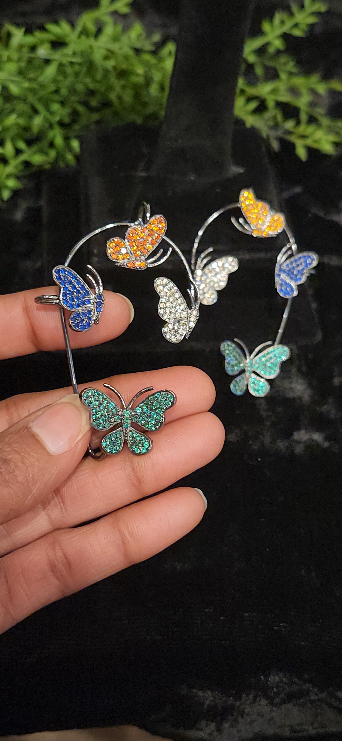 Vibrant Butterfly Motif Designer Ear Cuffs