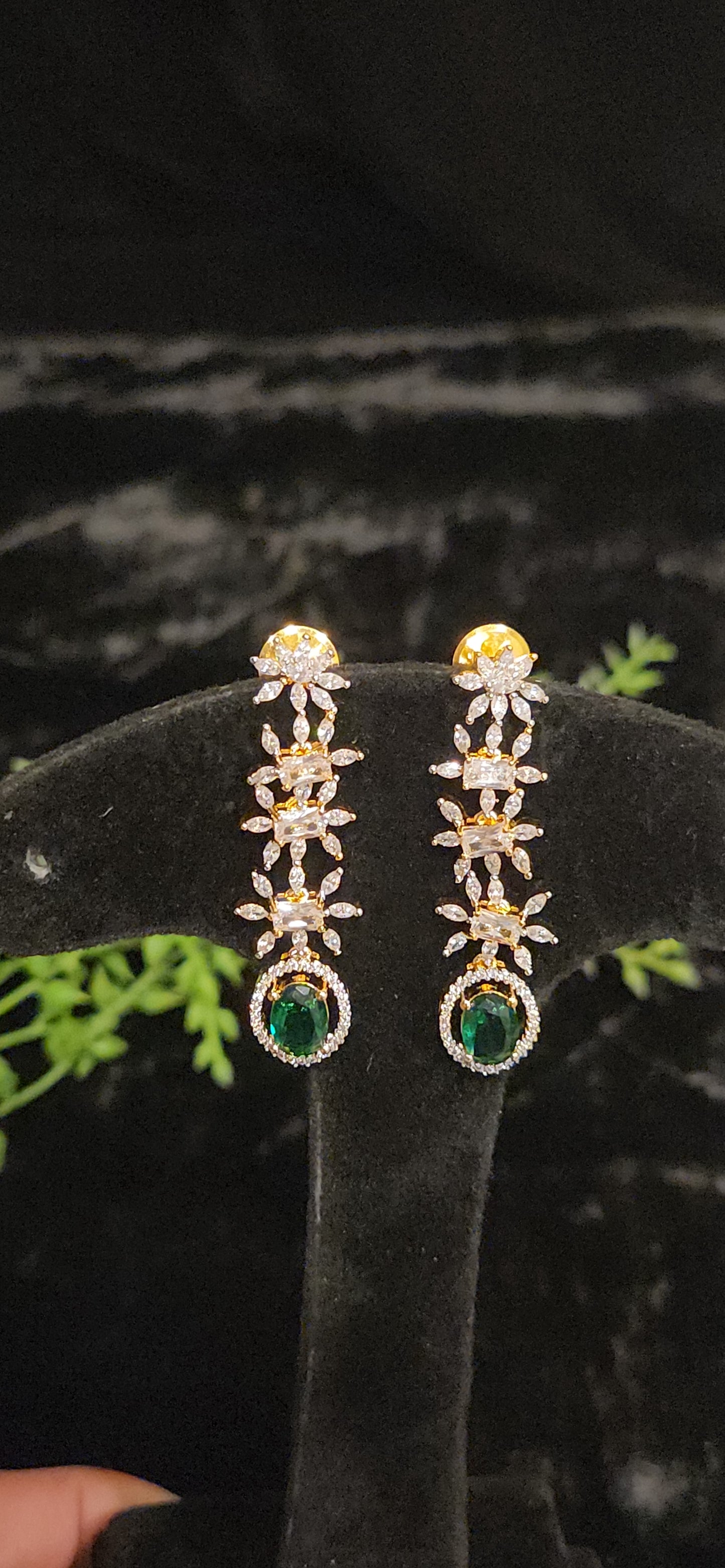 Exquisite Floral Emerald Designer Earrings