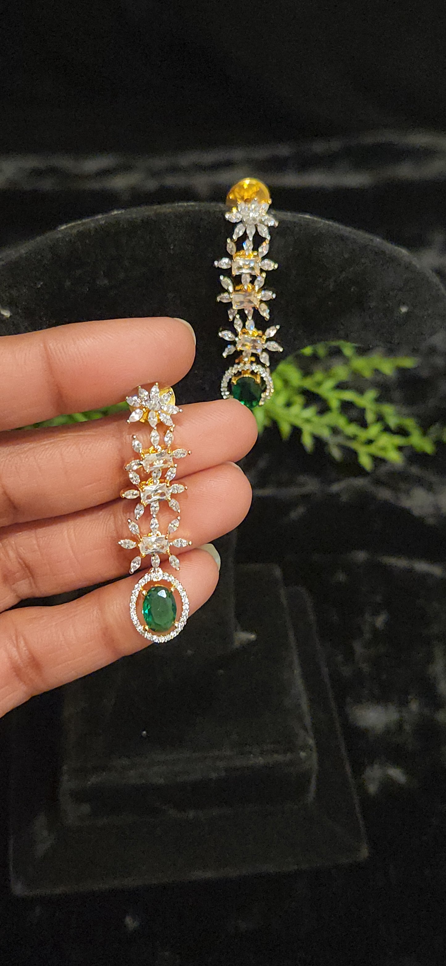 Exquisite Floral Emerald Designer Earrings