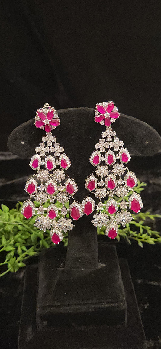 Chic Geometrical Floral Hexagonal Ruby Earrings