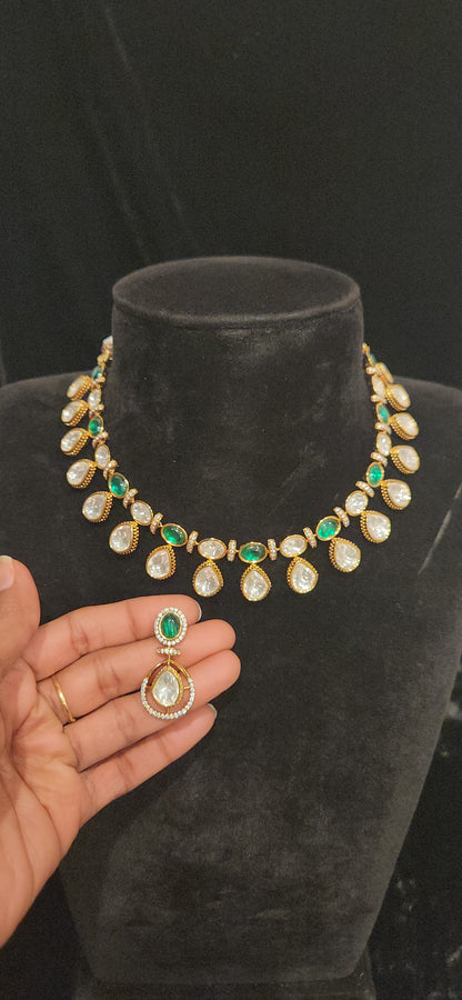Contemporary Polki Kundan Statement Necklace Set