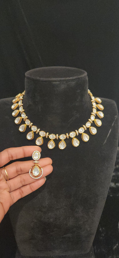 Contemporary Polki Kundan Statement Necklace Set