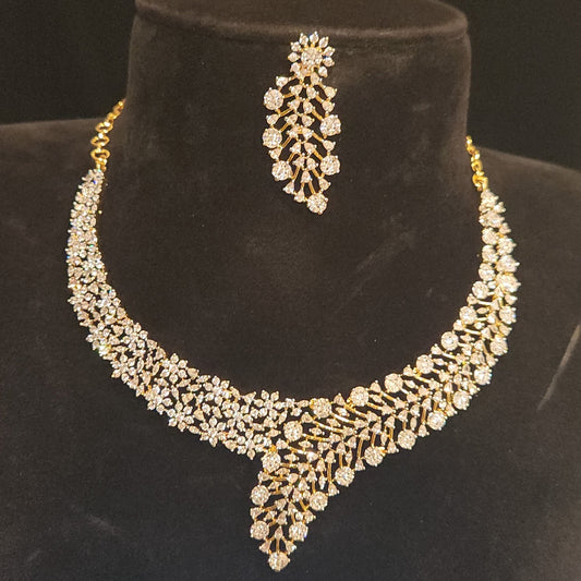 Exquisite Designer CZ Floral Necklace Set