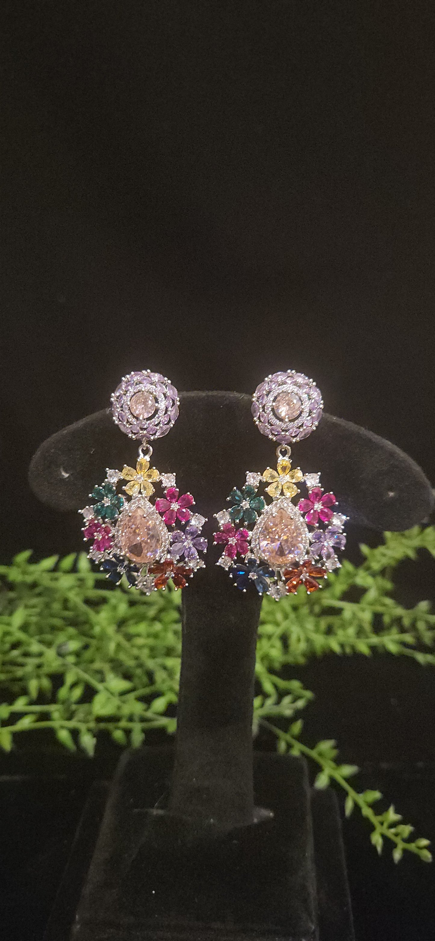 Vibrant Multicolor Teardrop Gemstone Designer Earrings