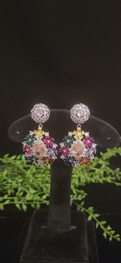 Vibrant Multicolor Teardrop Gemstone Designer Earrings