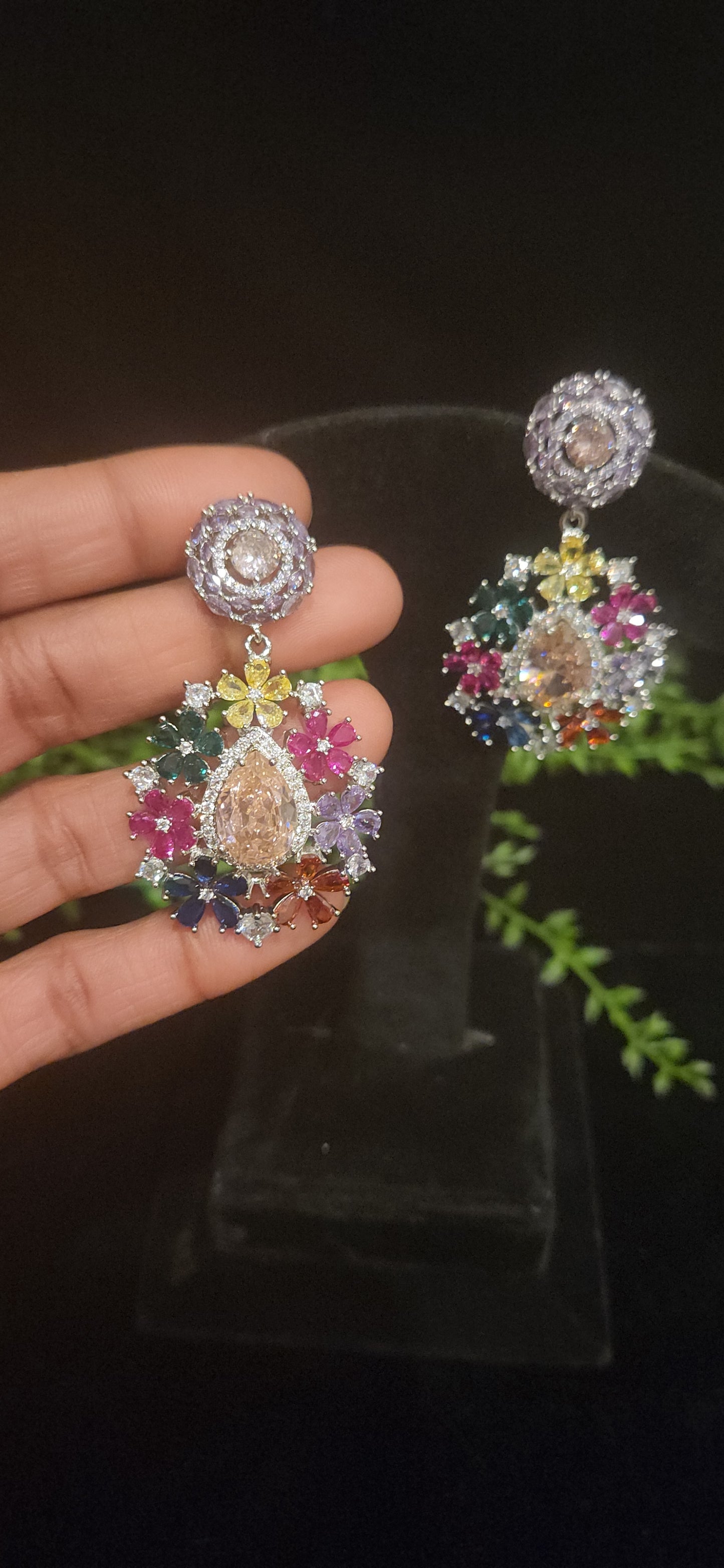 Vibrant Multicolor Teardrop Gemstone Designer Earrings