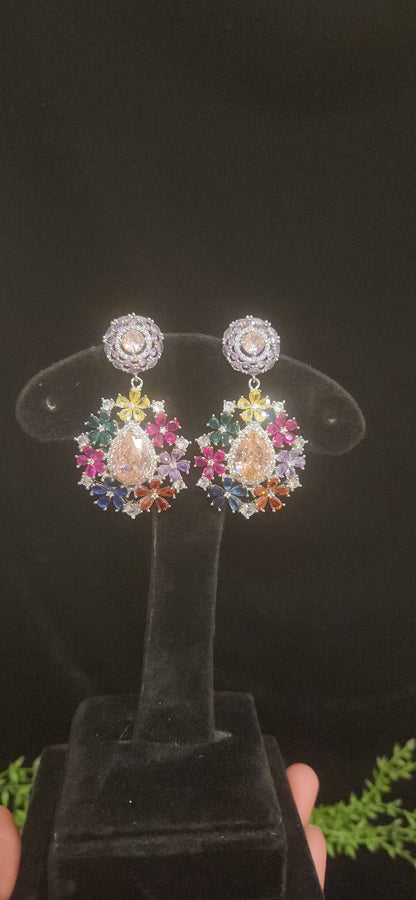 Vibrant Multicolor Teardrop Gemstone Designer Earrings