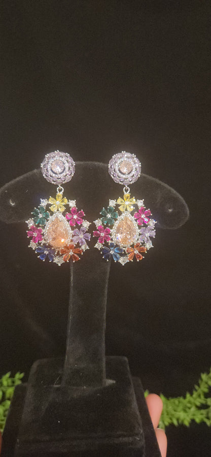 Vibrant Multicolor Teardrop Gemstone Designer Earrings