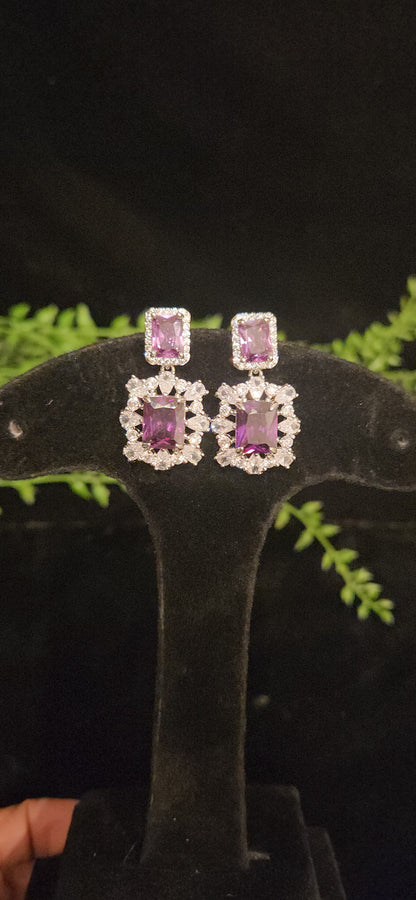 Bold Square Cut Moissanite and CZ Statement Earrings