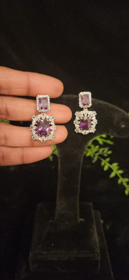 Bold Square Cut Moissanite and CZ Statement Earrings