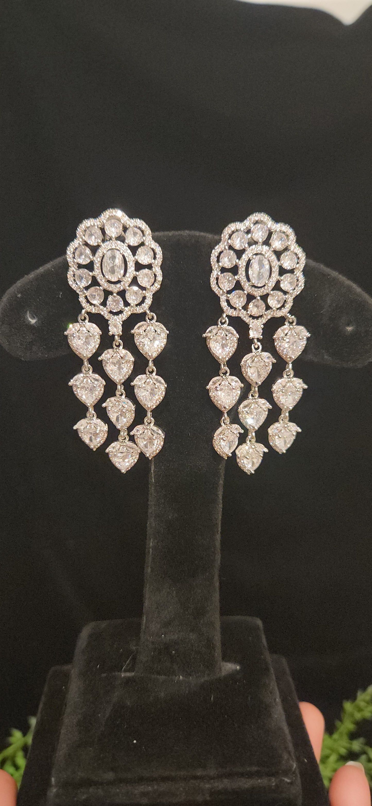 Charming Floral CZ Earrings with Strawberry Drops