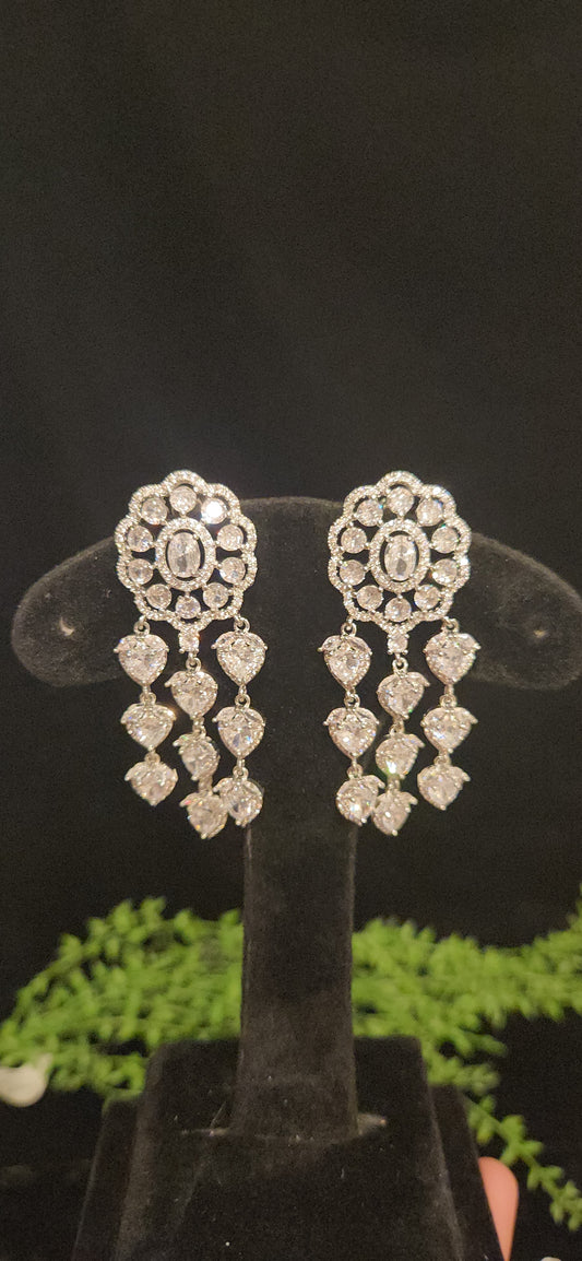 Charming Floral CZ Earrings with Strawberry Drops