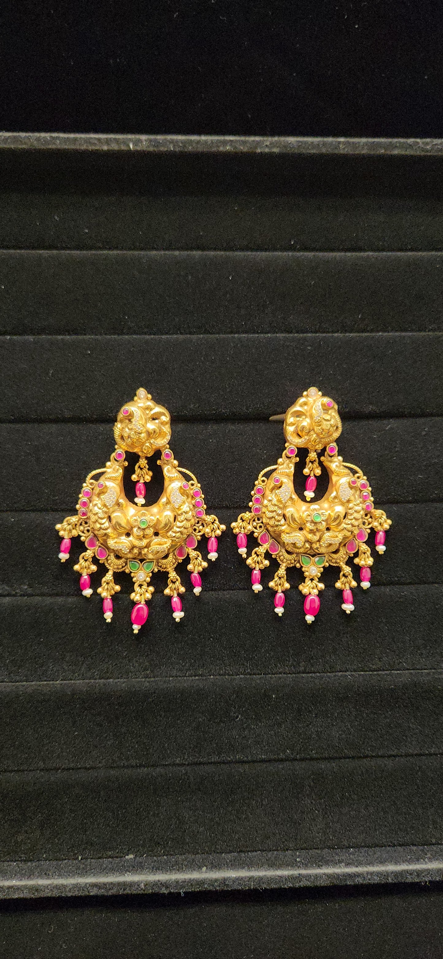 92.5 Silver Peacock Chandbali Earrings