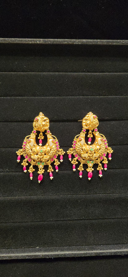 92.5 Silver Peacock Chandbali Earrings