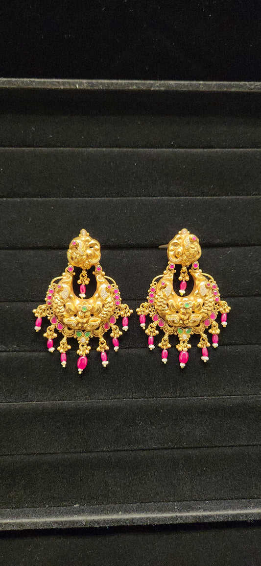 92.5 Silver Peacock Chandbali Earrings