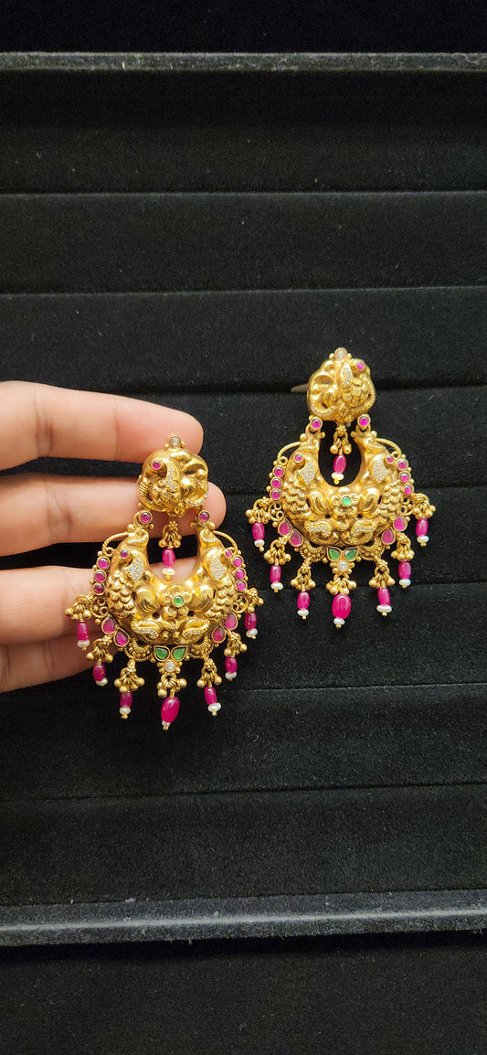 92.5 Silver Peacock Chandbali Earrings