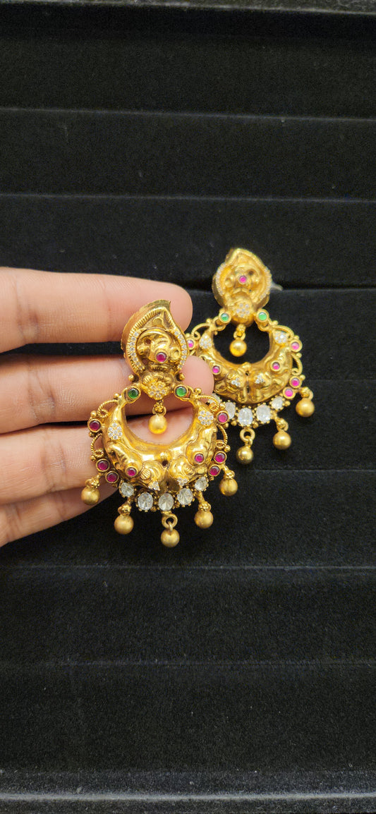 92.5 Silver Elephant Chandbali Earrings